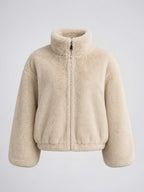Veste Teddy Femme Col Montant Courte Zip Peluche - 12