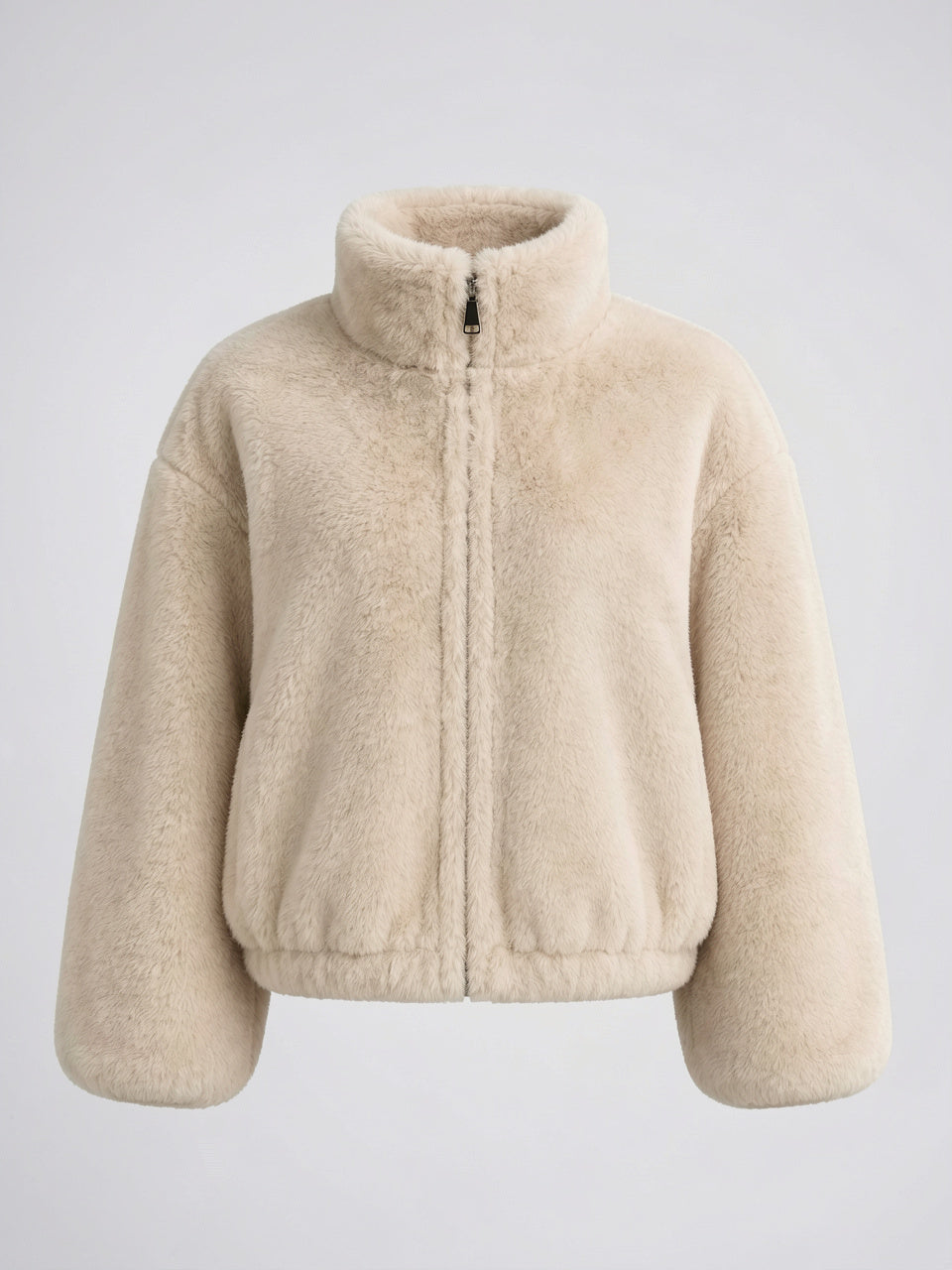 Veste Teddy Femme Col Montant Courte Zip Peluche - 12