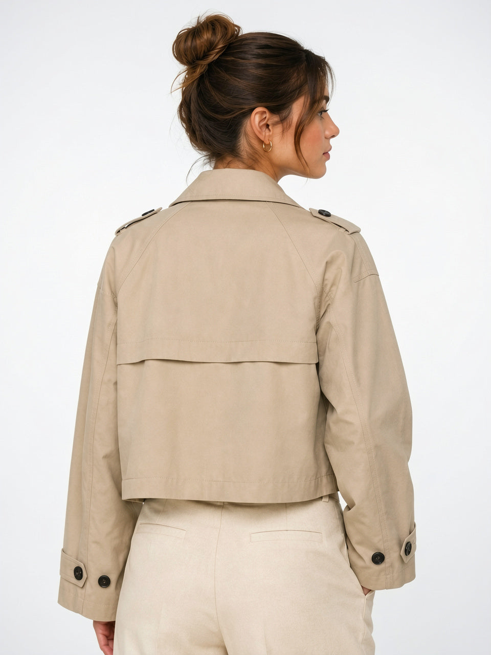 Veste Trench Courte Double Boutonnage Vêtement Extérieur Classique, Légère Femmes - 4