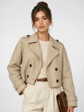 Veste Trench Courte Double Boutonnage Vêtement Extérieur Classique, Légère Femmes - Beige XS