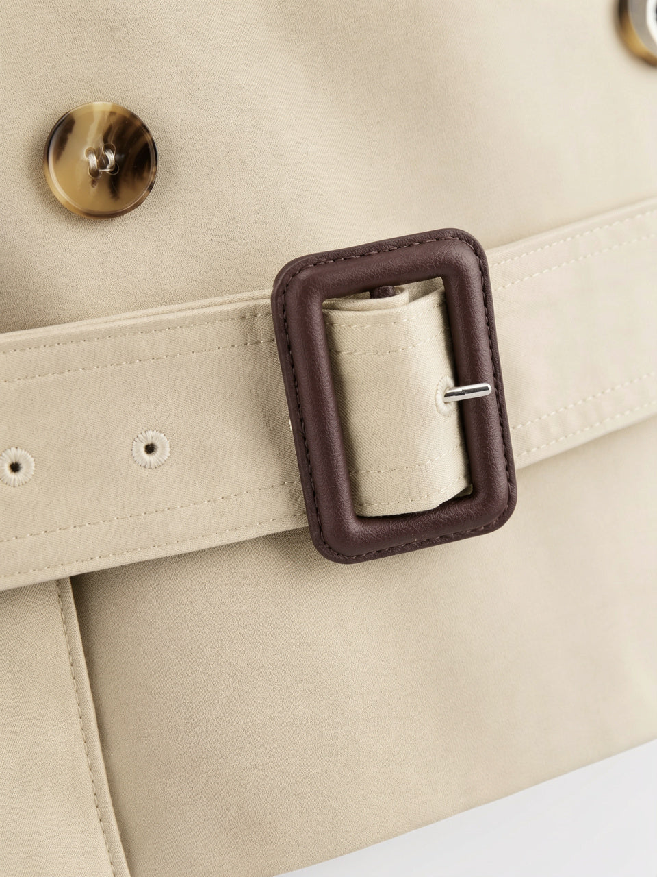 Veste Trench Femme Col Montant Courte Ceinturée - 6