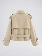 Veste Trench Femme Col Montant Courte Ceinturée - 7