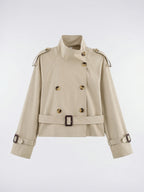 Veste Trench Femme Col Montant Courte Ceinturée - Beige S