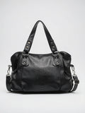 Vianney — Grand sac à main de cours imitation croco à bandoulière - Noir