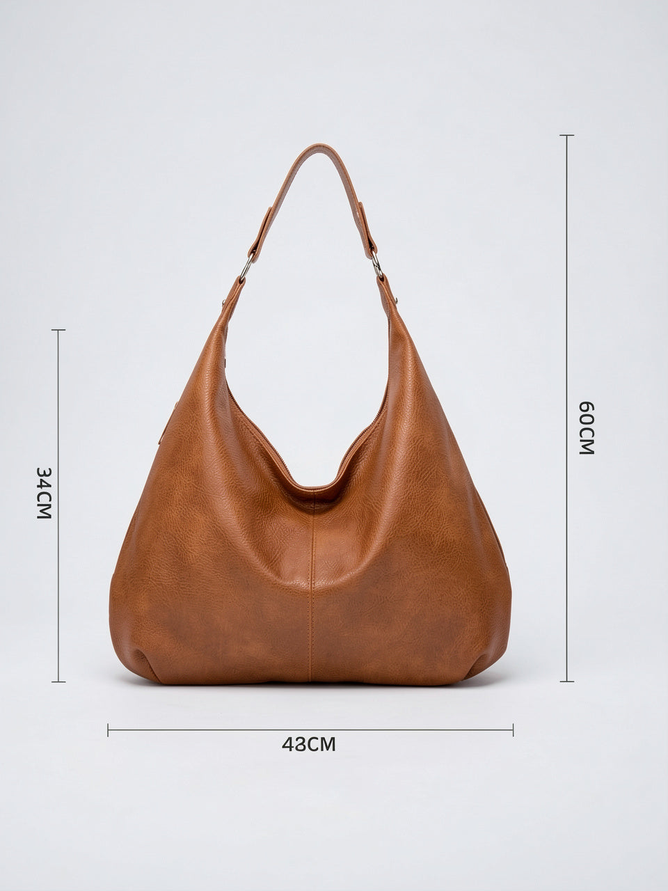 Vinciane — Grand sac à main souple en cuir grainé, luxe - 7