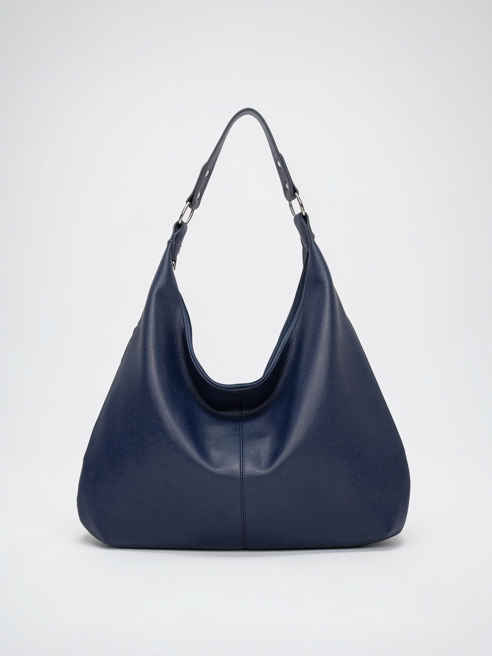 Vinciane — Grand sac à main souple en cuir grainé, luxe - Bleu