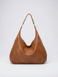 Vinciane — Grand sac à main souple en cuir grainé, luxe - Marron