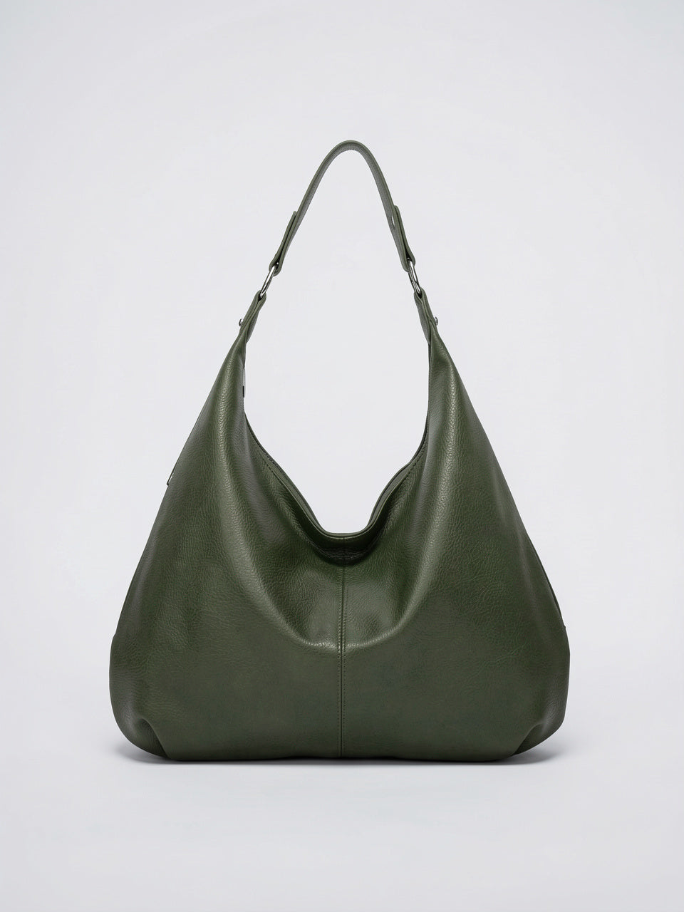 Vinciane — Grand sac à main souple en cuir grainé, luxe - Vert
