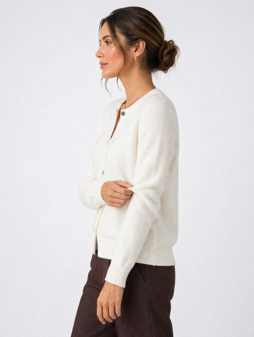 Cardigan Aspect Cachemire Femmes, Tricot Pull Boutonnage Frontal Doux