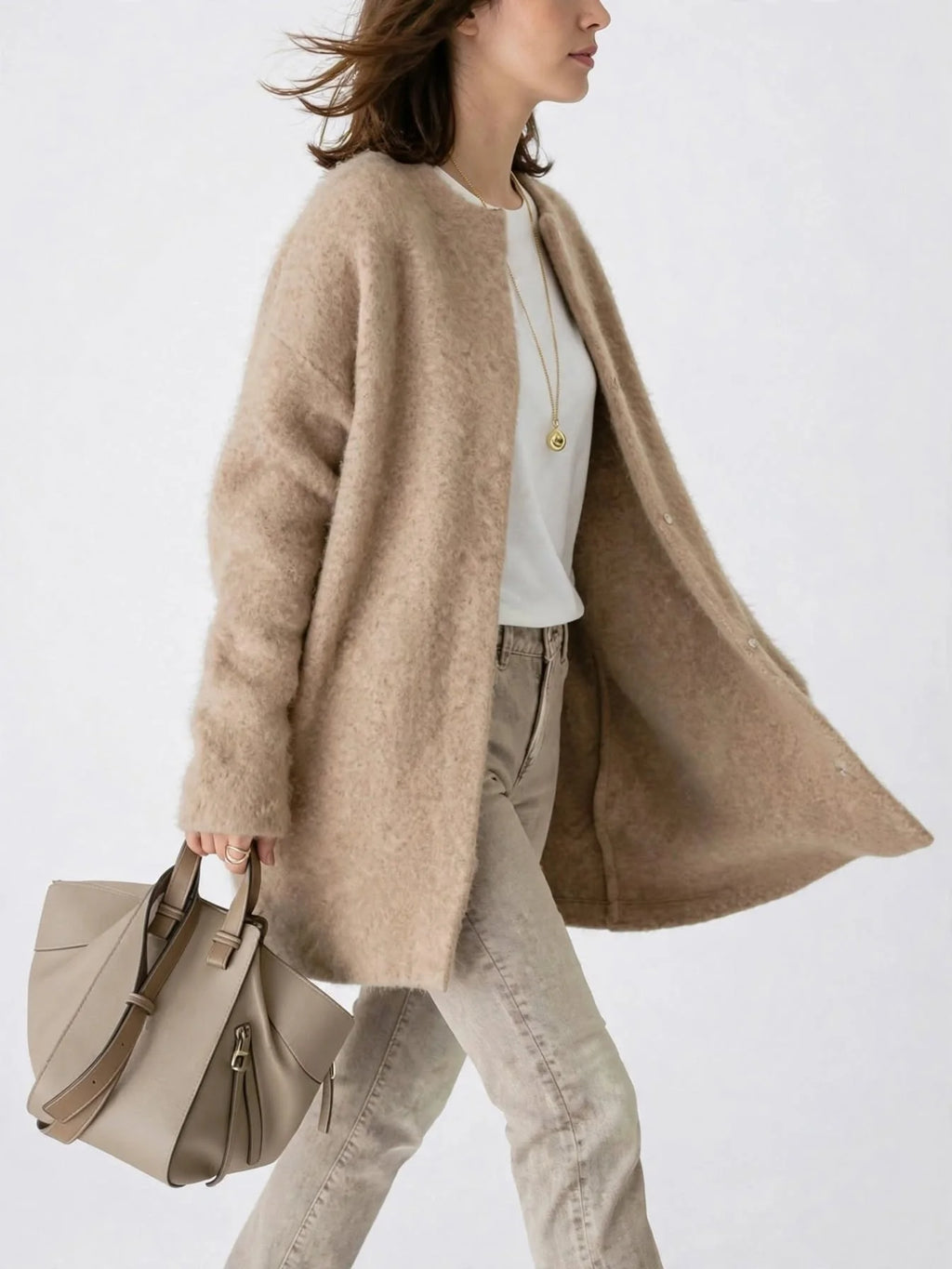 Cardigan Confortable, Coupe Oversize, Tissu Doux et Chaud