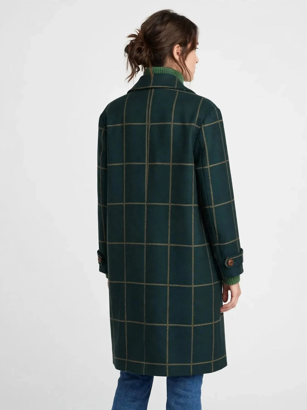 Manteau Long Femme Geruit Boutonnage Hiver Slim Fit