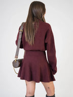 Isaline — Robe Mini Évasée Manches Longues Col Roulé Femmes, Tricot Doux