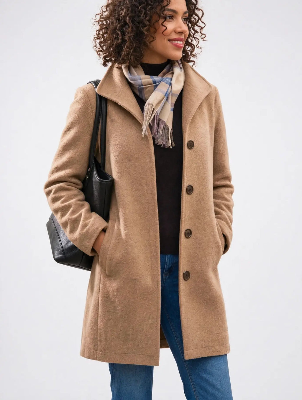 Manteau d'Hiver Classique Boutonnage Frontal pour Femmes, Manteau d'Automne Taille Longue, Coupe Ajustée