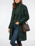 Manteau Long Femme Geruit Boutonnage Hiver Slim Fit