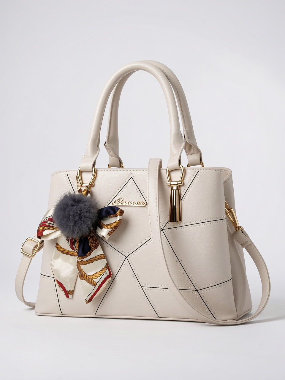 Ysande — Sac à main avec foulard - Blanc