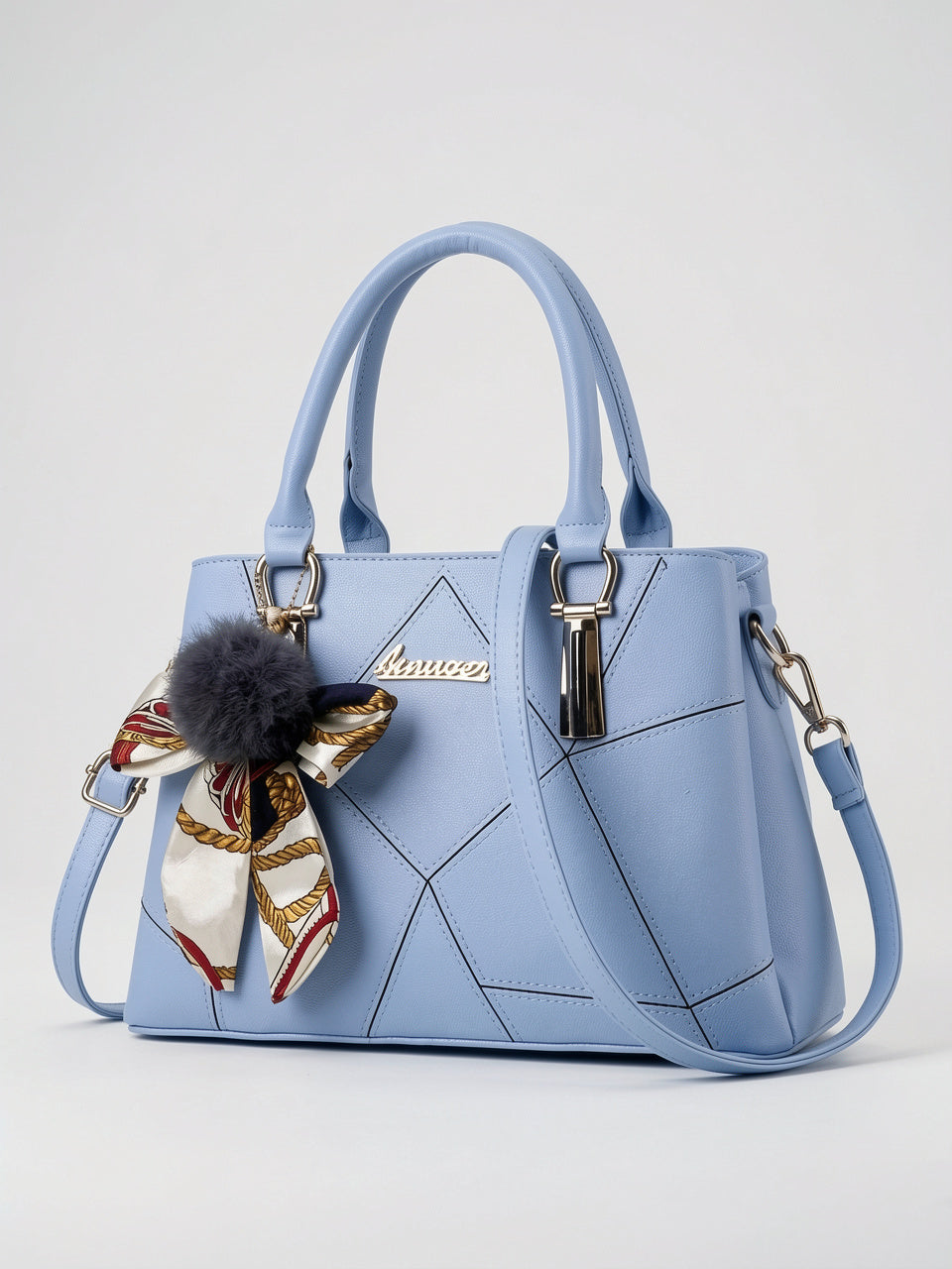 Ysande — Sac à main avec foulard - Bleu Ciel