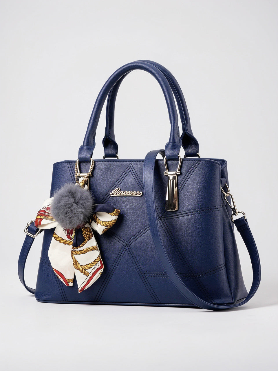 Ysande — Sac à main avec foulard - Bleu Marine