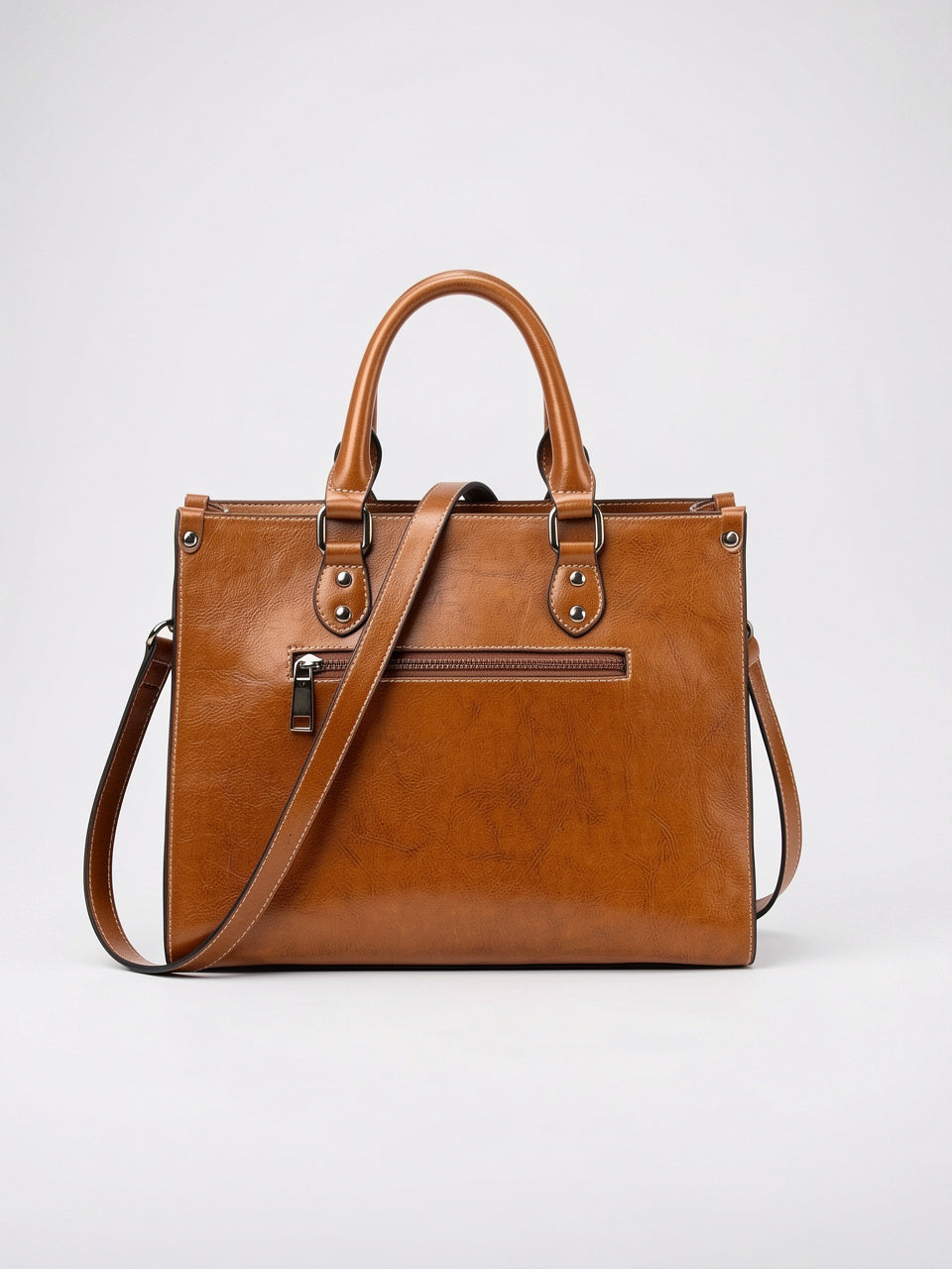 Ysande — Sac en cuir à main marron - 10