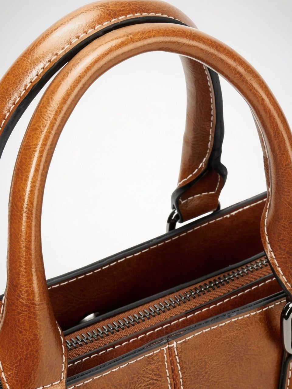 Ysande — Sac en cuir à main marron - 5