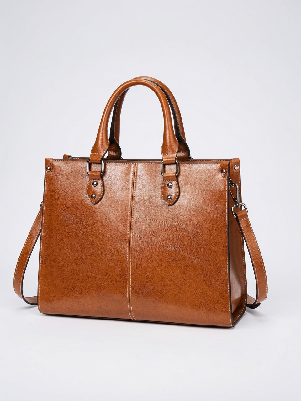 Ysande — Sac en cuir à main marron - Camel