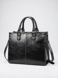 Ysande — Sac en cuir à main marron - Noir