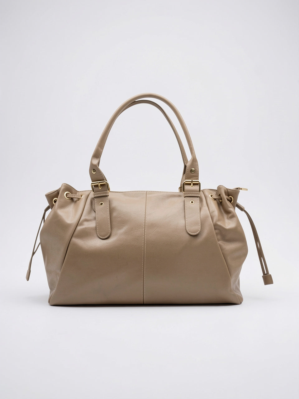 Ysane — Sac à main en cuir large de cours XL - Beige