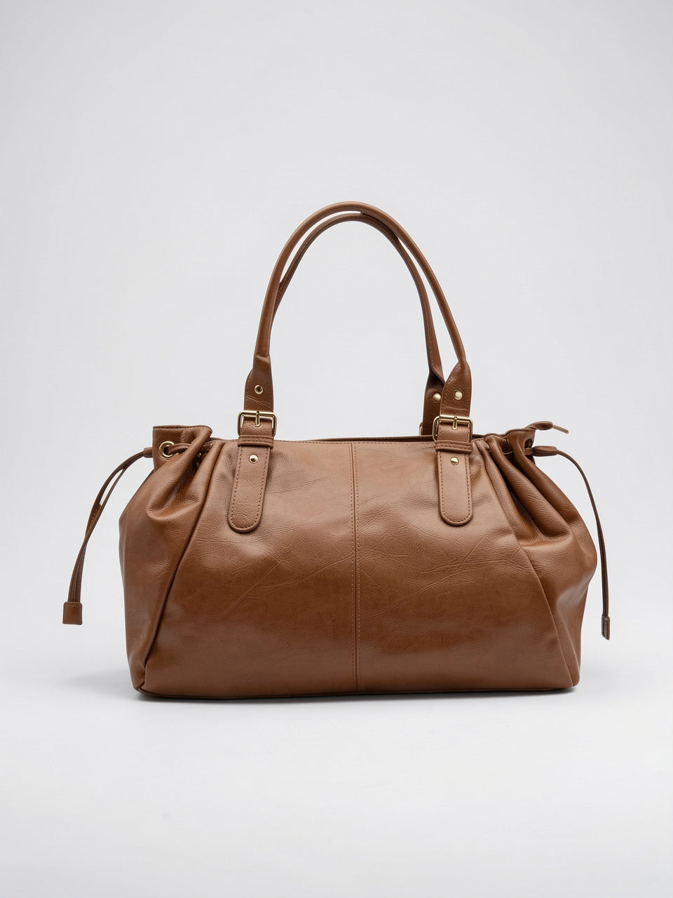 Ysane — Sac à main en cuir large de cours XL - Marron