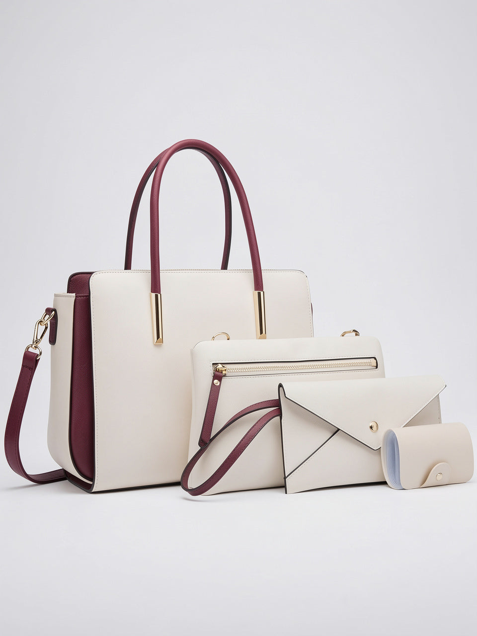 Ysante — Ensemble Portefeuille et Sac à Main Femme - Blanc