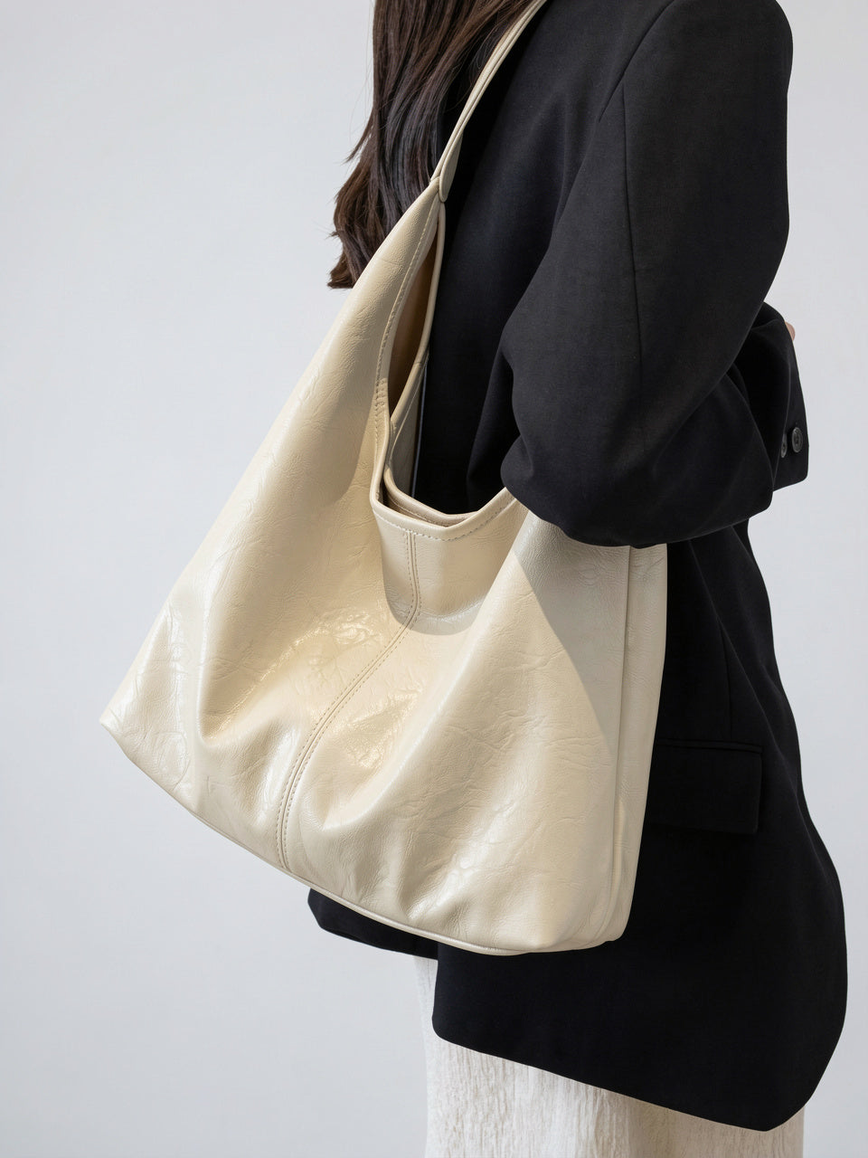 Ysée — Grand sac à main hobo de cours avec pochette assortie sa - 12