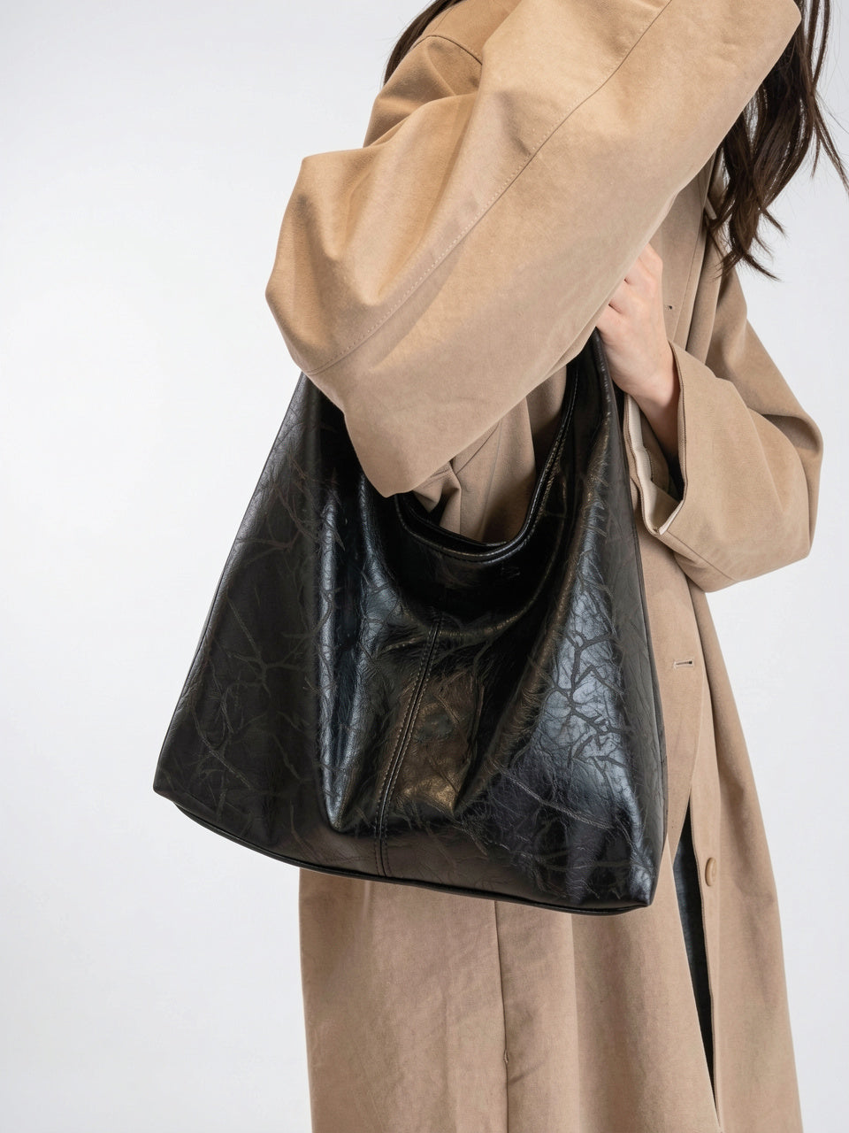 Ysée — Grand sac à main hobo de cours avec pochette assortie sa - 3