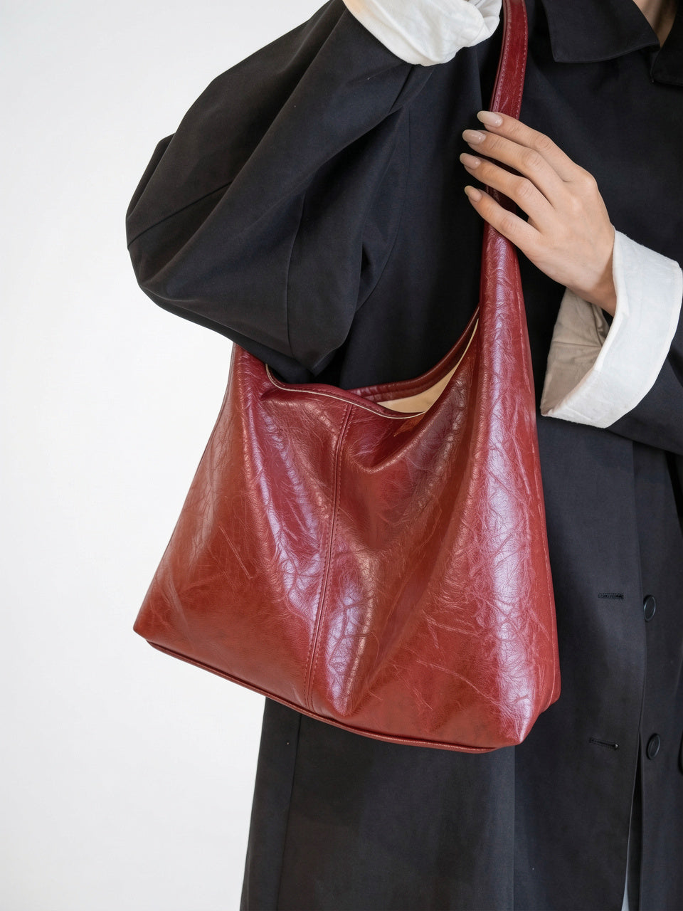 Ysée — Grand sac à main hobo de cours avec pochette assortie sa - 5