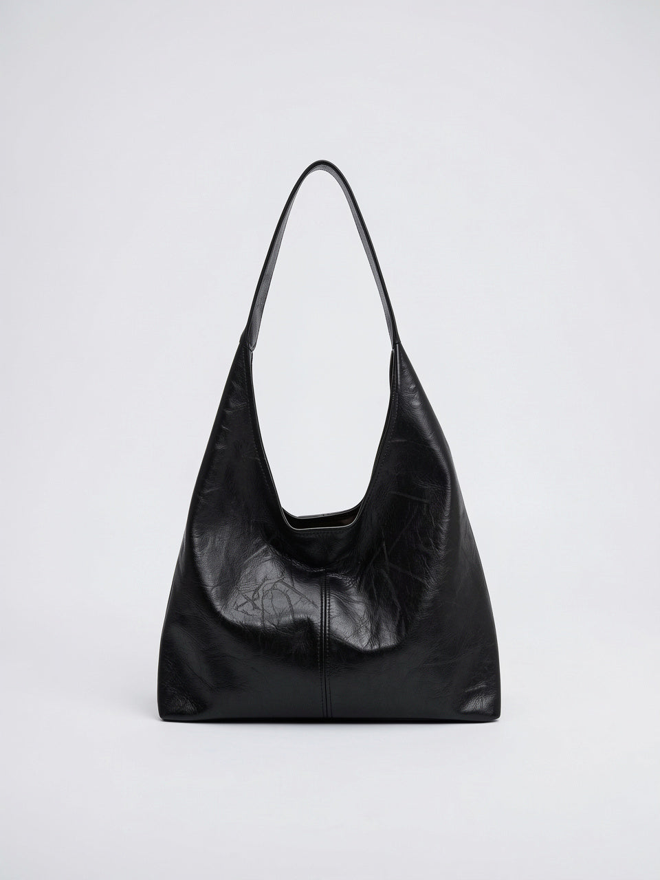 Ysée — Grand sac à main hobo de cours avec pochette assortie sa - Noir