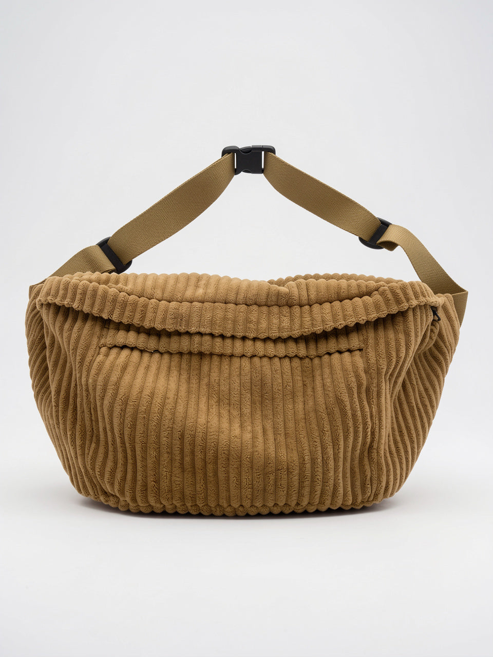 Ysée — Grand sac banane en velours côtelé - Marron clair