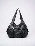 Ysée — Sac à main de cours souple et vintage à bandoulière - Noir