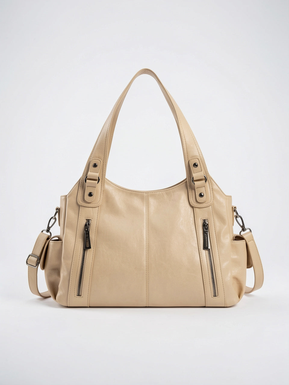 Ysée — Sac de cours à main à zip - Beige