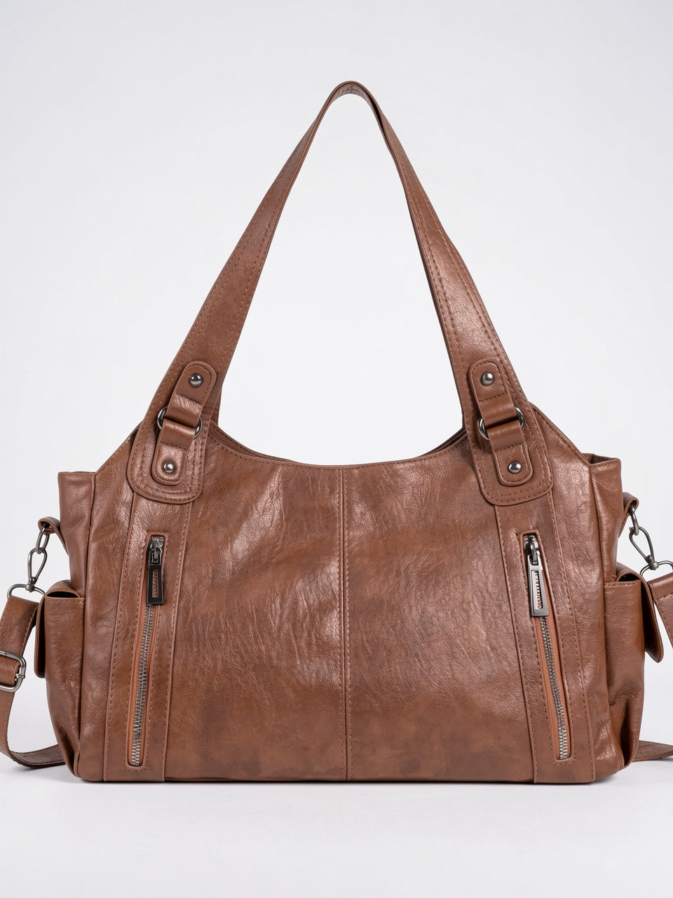 Ysée — Sac de cours à main à zip - Marron