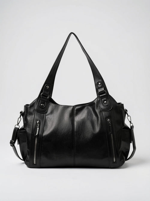 Adèle — Sac de cours à main à zip - Noir
