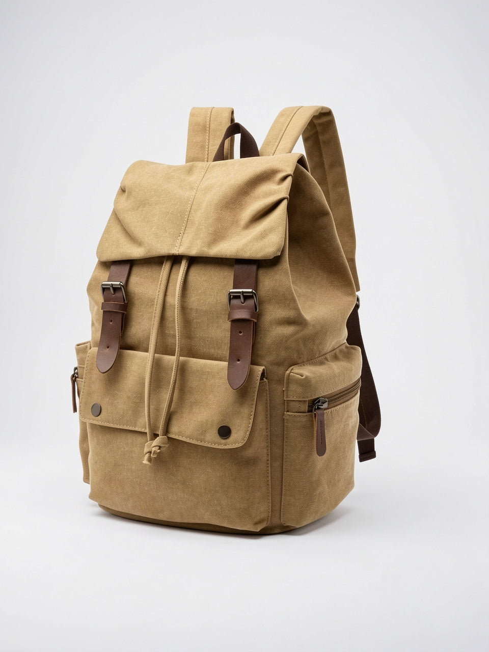 Ysèle — Sac à dos vintage en toile pour femmes et hommes - Beige