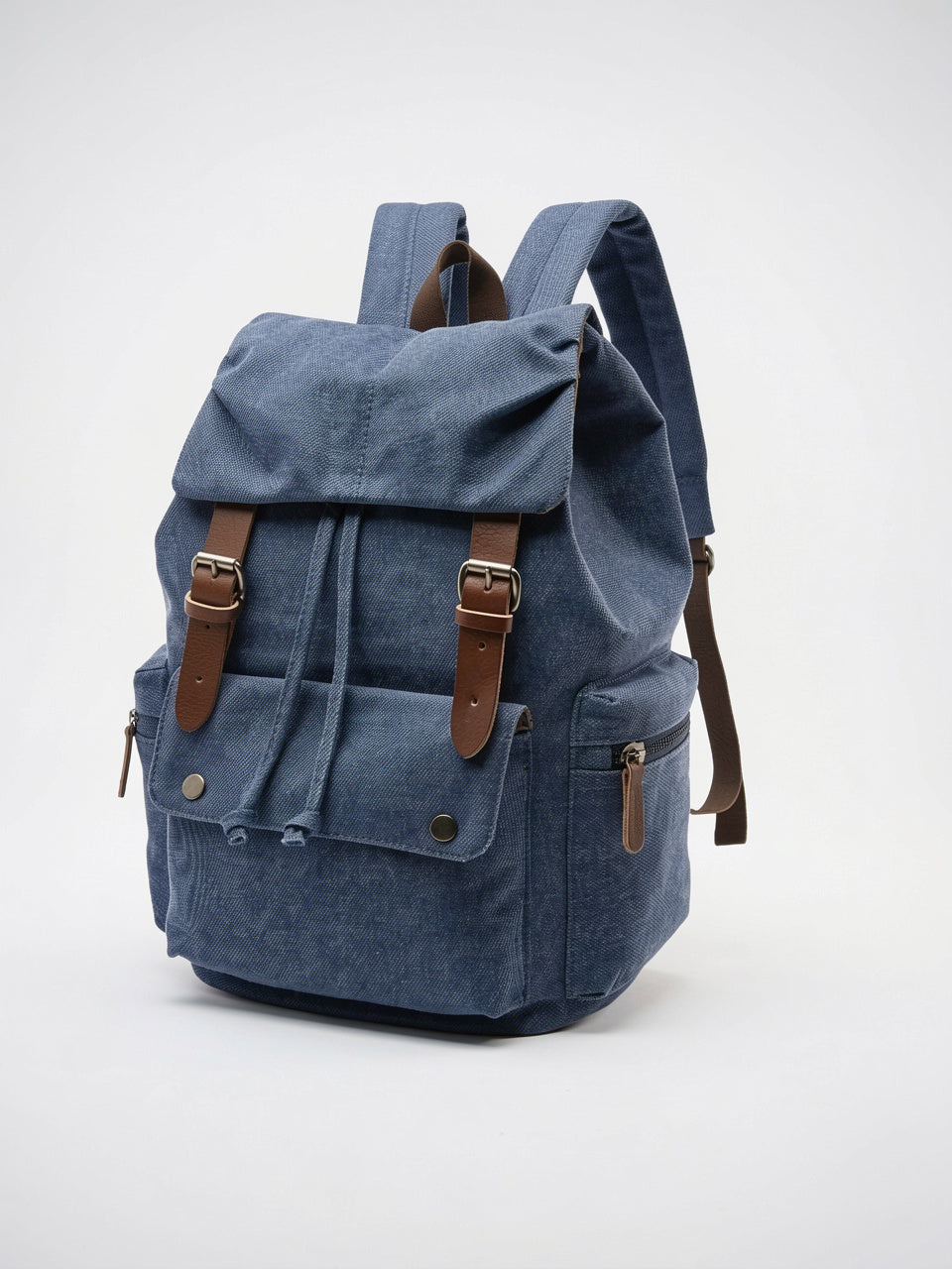 Ysèle — Sac à dos vintage en toile pour femmes et hommes - Bleu Marine