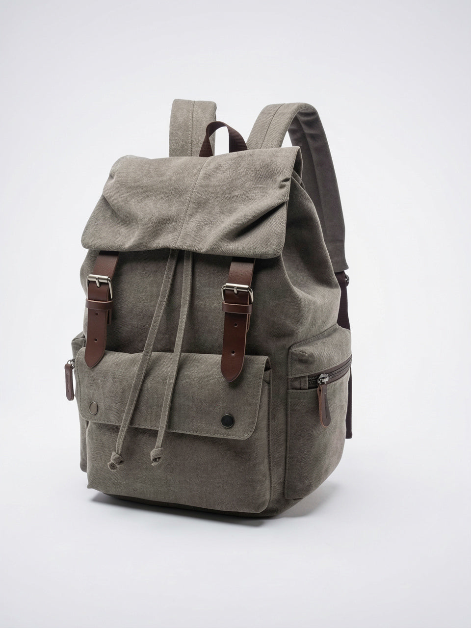 Ysèle — Sac à dos vintage en toile pour femmes et hommes - Gris