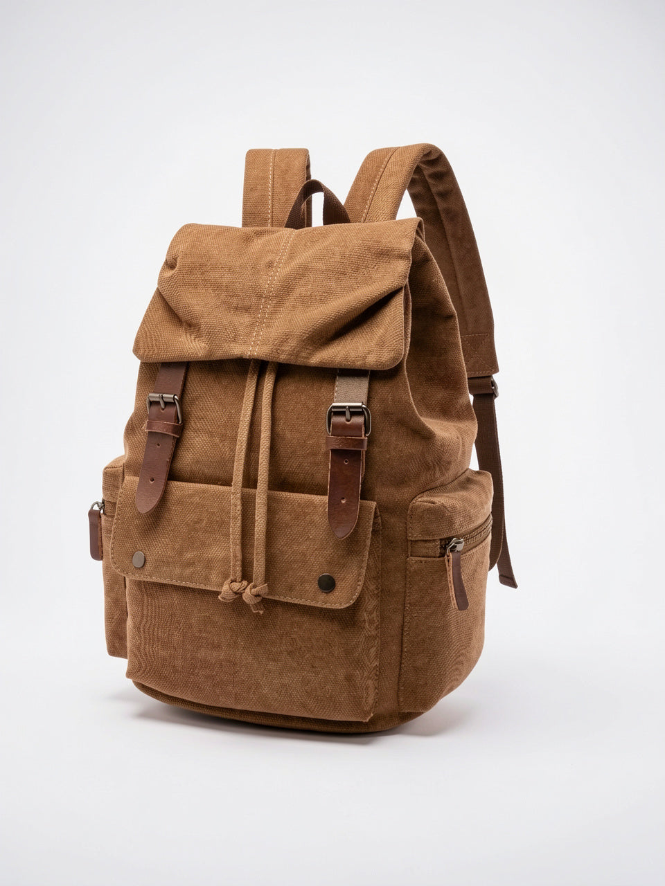 Ysèle — Sac à dos vintage en toile pour femmes et hommes - Marron