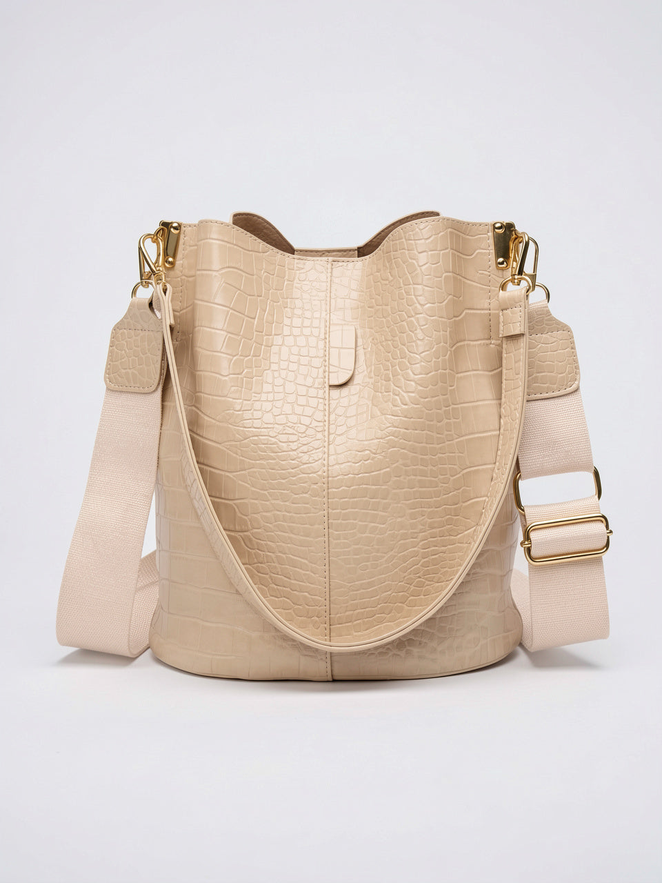 Ysèle — Sac Croco Seau - Blanc Crème