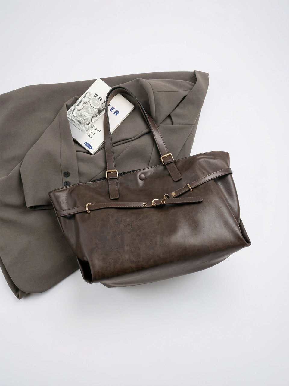 Ysélia — Grand cabas sac à main vintage de cours souple - 17