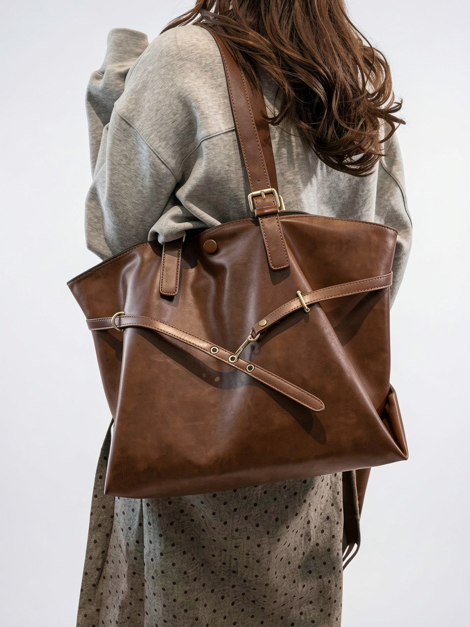 Ysélia — Grand cabas sac à main vintage de cours souple - 9