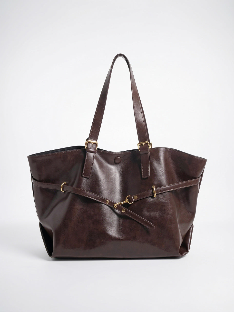 Ysélia — Grand cabas sac à main vintage de cours souple - Café