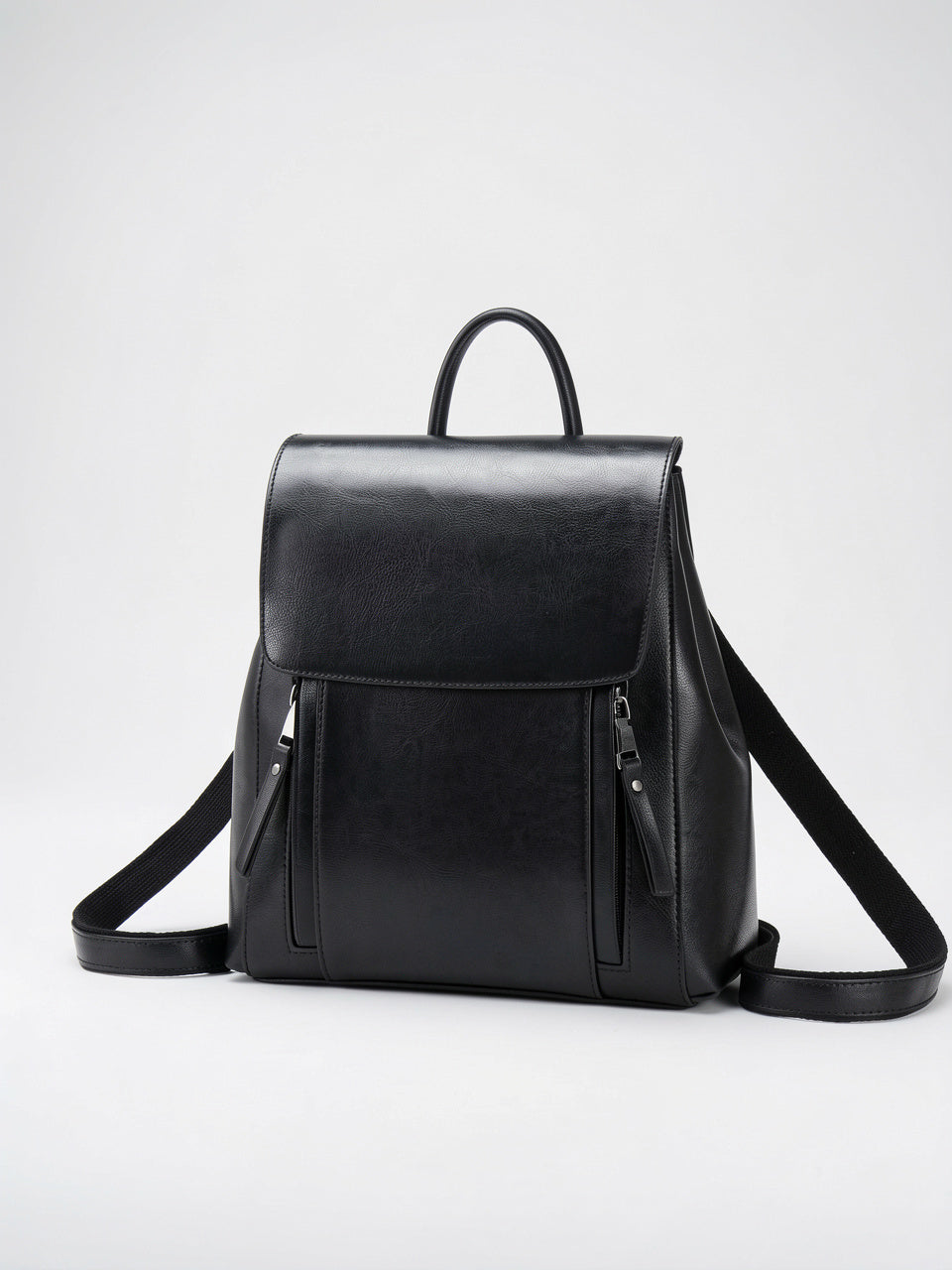 Yséline — Sac à dos élégant en cuir femme - Noir Cuir