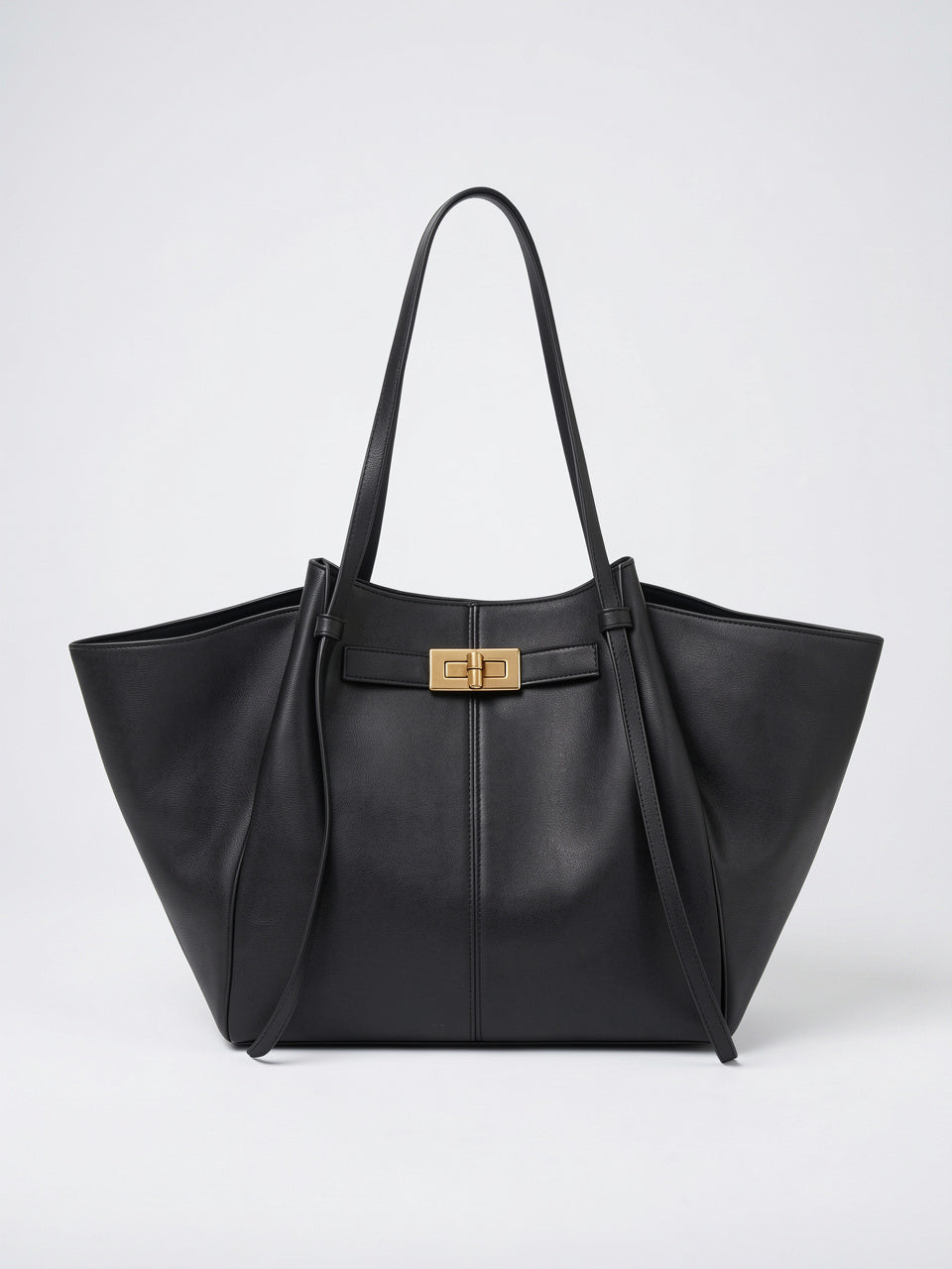 Yséline — Sac à main en cuir de cours grande capacité élégant café - Noir
