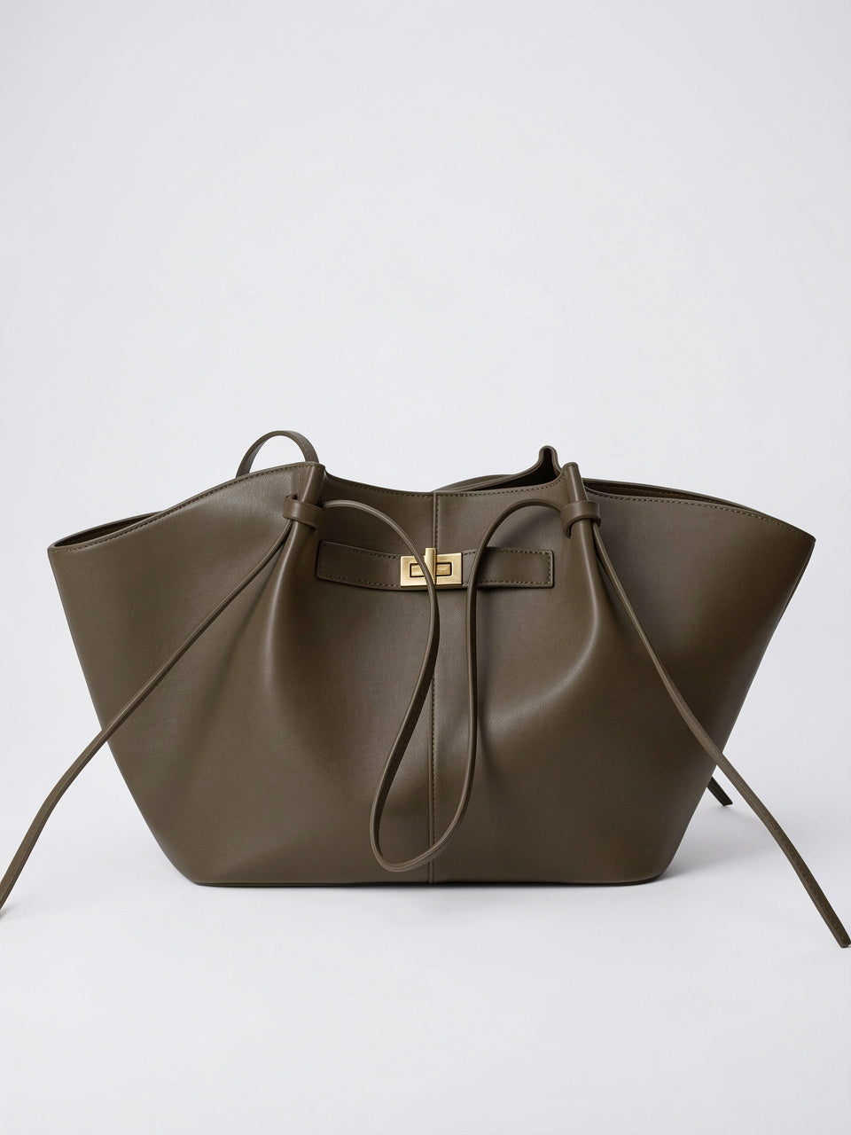 Yséline — Sac à main en cuir de cours grande capacité élégant café - Vert