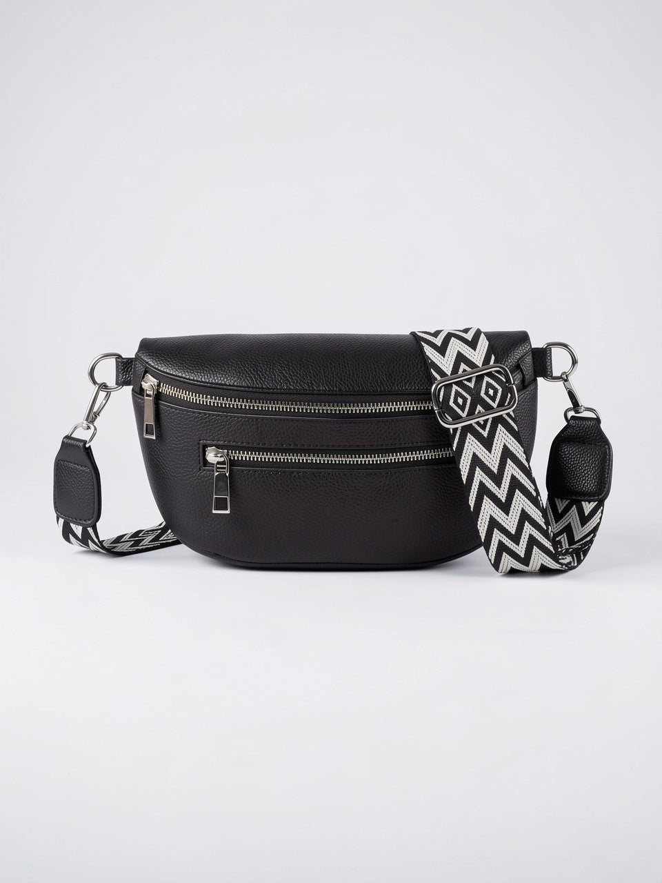 Yselle — Banane sacoche en cuir souple pour femme - Noir