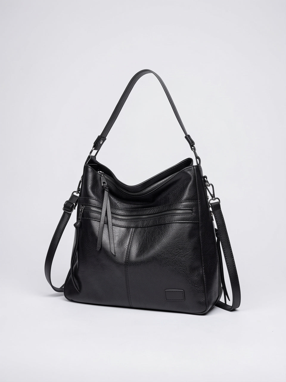 Ysénia — Sac hobo à main multipoches à bandoulière - Noir